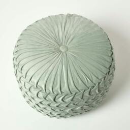 Rackhams Grace Pleated Velvet Pouffe - Pink - thumbnail 6