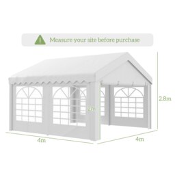 Rackhams 4m Gazebo Garden Marquee Canopy Party Carport Shelter Garage Tent White - 4m x 4m x 2.8m - thumbnail 5