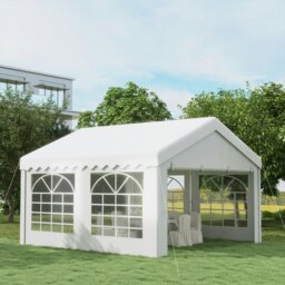 Rackhams 4m Gazebo Garden Marquee Canopy Party Carport Shelter Garage Tent White - 4m x 4m x 2.8m - thumbnail 1