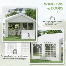 Rackhams 4m Gazebo Garden Marquee Canopy Party Carport Shelter Garage Tent White - 4m x 4m x 2.8m - thumbnail 4