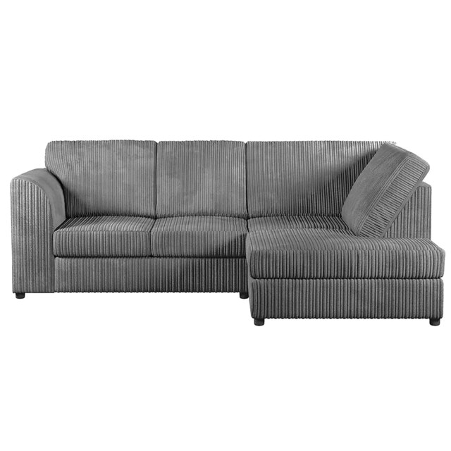 Rackhams Luxor Cord Fabric 4 Seater Corner Sofa Full Back - Grey - Right Hand Facing - image 1