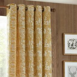Rackhams Winter Woods Chenille Animals Eyelet Curtains - Ochre - 229cm x 183cm - Ochre - 100% Polyester - thumbnail 3