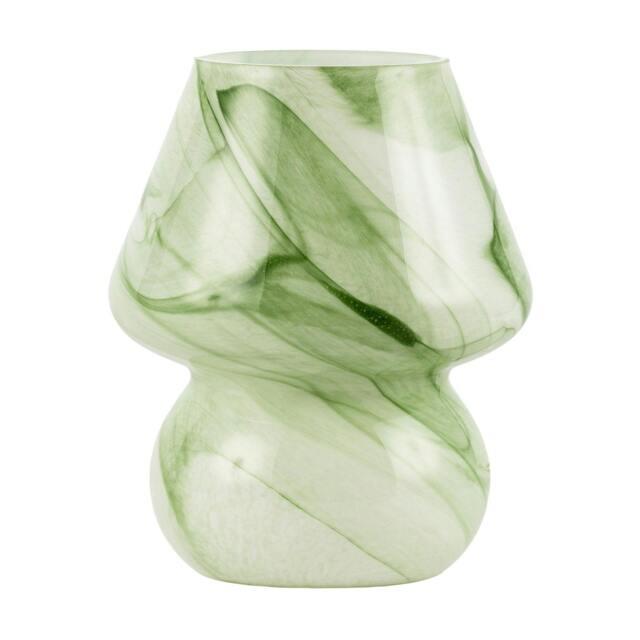 Rackhams Modern Mini Mushroom Glass Table Lamp with Green Marble Effect Pattern - image 1