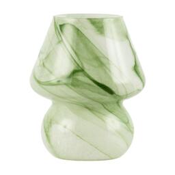 Rackhams Modern Mini Mushroom Glass Table Lamp with Green Marble Effect Pattern - thumbnail 1