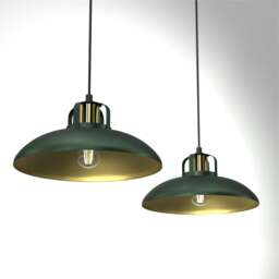 Rackhams Felix Green Double Pendant Lamp 2XE27 The Hand Made High Quality Fittings 29CM Shades Rugged Industrial Look - thumbnail 2