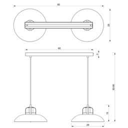 Rackhams Felix Green Double Pendant Lamp 2XE27 The Hand Made High Quality Fittings 29CM Shades Rugged Industrial Look - thumbnail 4