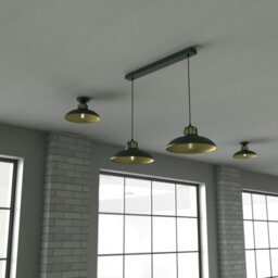 Rackhams Felix Green Double Pendant Lamp 2XE27 The Hand Made High Quality Fittings 29CM Shades Rugged Industrial Look