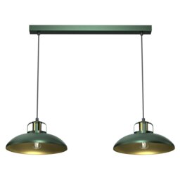 Rackhams Felix Green Double Pendant Lamp 2XE27 The Hand Made High Quality Fittings 29CM Shades Rugged Industrial Look - thumbnail 3