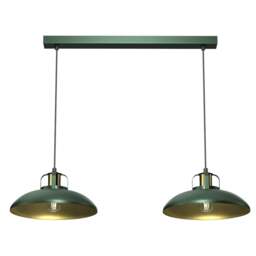 Rackhams Felix Green Double Pendant Lamp 2XE27 The Hand Made High Quality Fittings 29CM Shades Rugged Industrial Look - thumbnail 5
