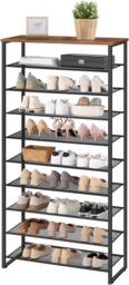 Rackhams Rustic Industrial 10 Tier Shoe Rack - Shoe Storage - Rustic Brown - Rustic Brown - Manufactured Wood - thumbnail 3