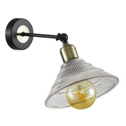 Rackhams Modern Industrial Switched Wall Light Fitting in Matte Black and Clear Glass - thumbnail 2