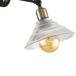 Rackhams Modern Industrial Switched Wall Light Fitting in Matte Black and Clear Glass - thumbnail 4