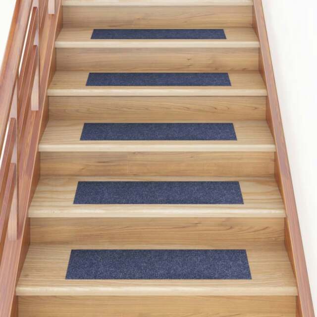 Rackhams Self-adhesive Stair Mats Rectangular 15 pcs 76x20 cm Grey Blue