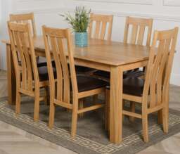 Rackhams Oslo 180 x 90cm Large Oak Dining Set with Princeton Oak Chairs - 1 - Natural Oak - 8 chairs - thumbnail 2