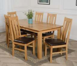 Rackhams Oslo 180 x 90cm Large Oak Dining Set with Princeton Oak Chairs - 1 - Natural Oak - 8 chairs - thumbnail 3