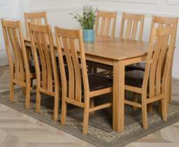 Rackhams Oslo 180 x 90cm Large Oak Dining Set with Princeton Oak Chairs - 1 - Natural Oak - 8 chairs - thumbnail 1