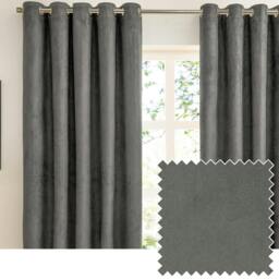 Rackhams Ultimate Faux Suede Eyelets Blackout Curtains - Charcoal - 168cm x 137cm - Charcoal - 100% Polyester - thumbnail 3