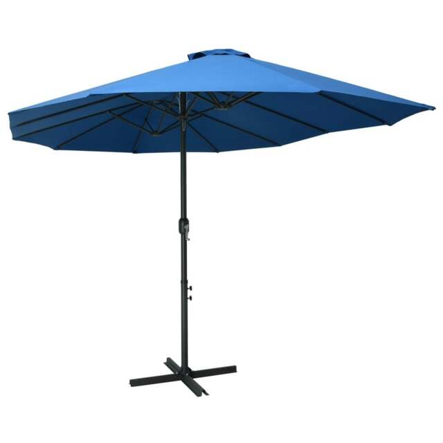 Rackhams Outdoor Parasol with Aluminium Pole 460x270 cm Blue - Blue - Fabric + aluminium pole and ribs