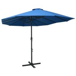 Rackhams Outdoor Parasol with Aluminium Pole 460x270 cm Blue - Blue - Fabric + aluminium pole and ribs