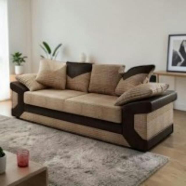 Rackhams Dino Jumbo Cord 3 Seater Sofa Brown and Beige - Beige