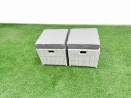 Rackhams 9 Pieces Outdoor PE Rattan Sofa Armchair Set Patio Garden Furniture Sets with Cushions 2 Side Tables 2 Small Stools Light Grey - thumbnail 6