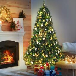 Rackhams 6FT Pre-Lit Artificial Christmas Tree Holiday Décor Ornament Stand