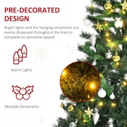 Rackhams 6FT Pre-Lit Artificial Christmas Tree Holiday Décor Ornament Stand - thumbnail 5