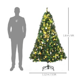 Rackhams 6FT Pre-Lit Artificial Christmas Tree Holiday Décor Ornament Stand - thumbnail 6