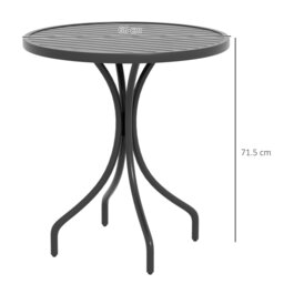 Rackhams Round Garden Table Outdoor Side Table with Steel Frame Black - Grey Wood Grain - Galvanised Steel - 66cm x 66cm x 71.5Hcm - thumbnail 6