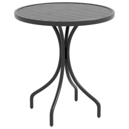 Rackhams Round Garden Table Outdoor Side Table with Steel Frame Black - Grey Wood Grain - Galvanised Steel - 66cm x 66cm x 71.5Hcm - thumbnail 2