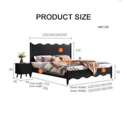 Rackhams Agatha Queen Size / King Size / Super King Size Storage Bed, Black - King Size - With Storage(Side Drawers) - thumbnail 6