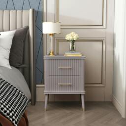 Rackhams Cozzano 2 Drawer  Bedside Table - Grey - thumbnail 1