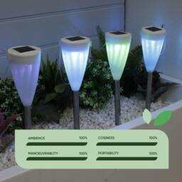 Rackhams Pack of 4 Colour Changing Solar Stake Lights – Multi-Colour LED Garden Lights - thumbnail 5