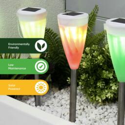 Rackhams Pack of 4 Colour Changing Solar Stake Lights – Multi-Colour LED Garden Lights - thumbnail 6