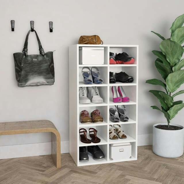 Rackhams Shoe Rack White 54x34x100.5 cm Engineered Wood