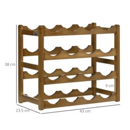 Rackhams Free Standing Wine Rack 16 Bottle Holders, Bamboo Display Shelf, Brown - thumbnail 6