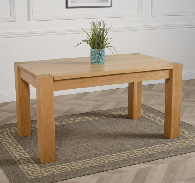 Rackhams Kuba Chunky Solid Oak Dining Table - 150cm - Brown - Matte Laquer - 1 - image 1