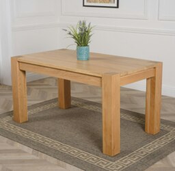 Rackhams Kuba Chunky Solid Oak Dining Table - 150cm - Brown - Matte Laquer - 1 - thumbnail 3