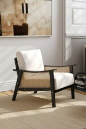 Rackhams Mid Century Rattan ArmChair - Beige - thumbnail 2