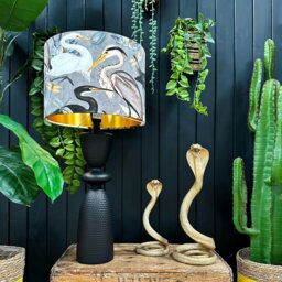 "Rackhams Bird Song Lampshade With Gold Lining in Soft Grey - Ceiling Pendant / Arc Lamp - 30cm Diameter x 25cm Height (12"" x 10"")" - thumbnail 3