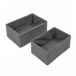 Rackhams Chroma Rectangular Fabric Storage Baskets for Home Organisation, Set of 2, Grey - thumbnail 2