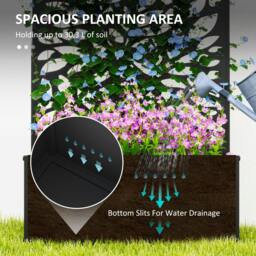 Rackhams Metal Raised Garden Bed with Trellis, Outdoor Elevated Planter Box - thumbnail 4