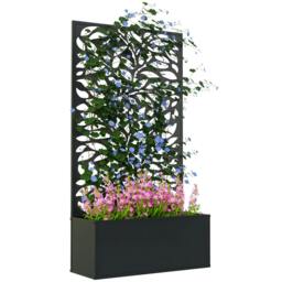 Rackhams Metal Raised Garden Bed with Trellis, Outdoor Elevated Planter Box - thumbnail 2
