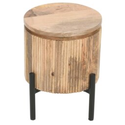 Rackhams Niles Solid Wood Bedside Table with Metal Legs - Wood - 1 - 35x35x45 CM (LxDxH) - thumbnail 3