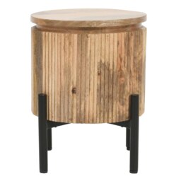 Rackhams Niles Solid Wood Bedside Table with Metal Legs - Wood - 1 - 35x35x45 CM (LxDxH) - thumbnail 2
