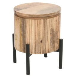 Rackhams Niles Solid Wood Bedside Table with Metal Legs - Wood - 1 - 35x35x45 CM (LxDxH) - thumbnail 4