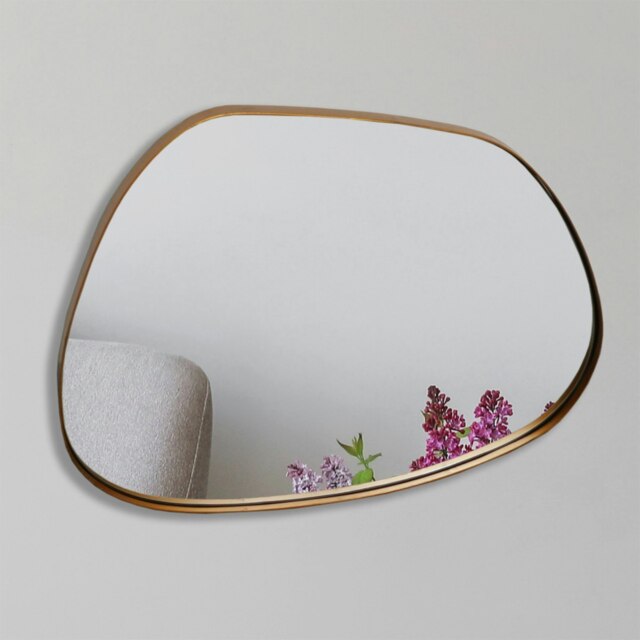 Rackhams Modern Antique Gold Pebble Metal Wall Mirror - 53cm x 41cm - Brown - image 1
