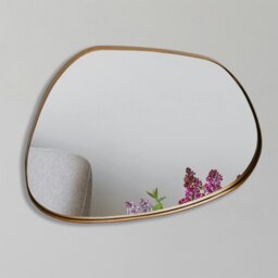 Rackhams Modern Antique Gold Pebble Metal Wall Mirror - 53cm x 41cm - Brown - thumbnail 1