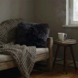 Rackhams Genuine Sheepskin Real Wool Single Sided Cushion - Grey - thumbnail 3