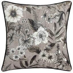 Rackhams Harlington Botany Piped Velvet Floral Cushion Cover - Sepia - 50cm x 50cm - Sepia - 100% Polyester - thumbnail 2